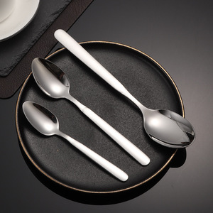 Cuillère à dessert en acier inoxydable 316, fourchette à long manche, fourchette à salade, cuillère domestique, cuillère à tête carrée, vaisselle d'hôtel - Product Image 4