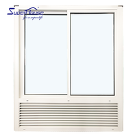 Ventana Corredera de Aluminio de Alta Eficiencia Energética con Rejilla Fija, Recubrimiento en Polvo Blanco para América del Norte
