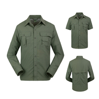 Chemise tactique à séchage rapide pour hommes Chemise d'uniforme amovible à manches longues pour randonnée escalade chasse Chemise à manches détachables