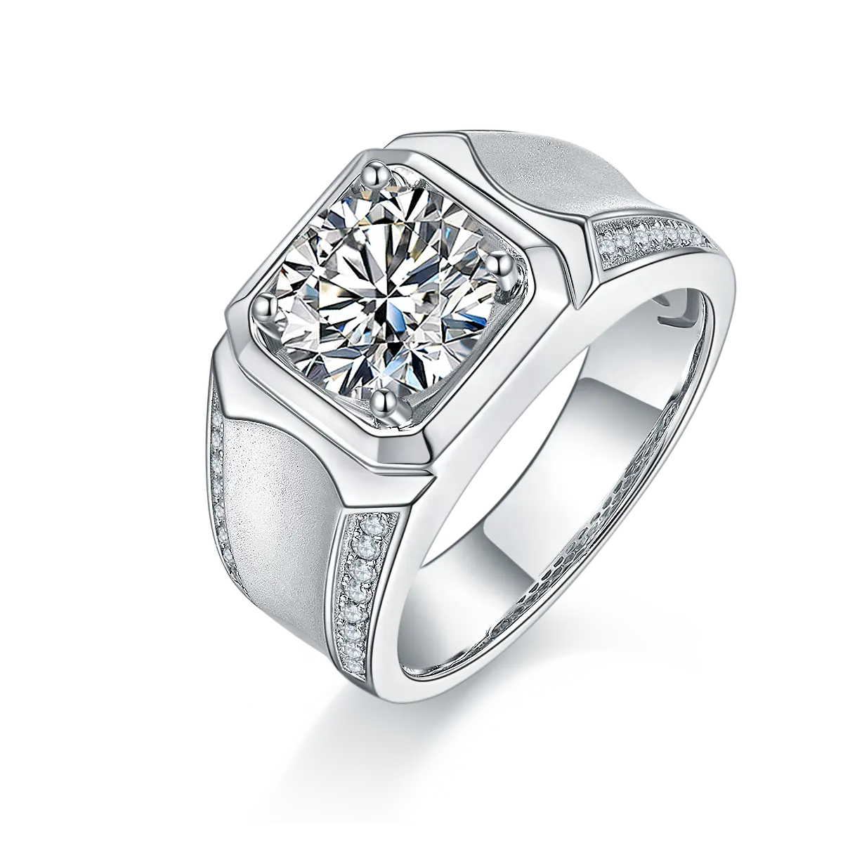 Fashion Fine Jewelry Luxus Sterling Silber 3CT D VVS Moissan ite Diamond Herren ring