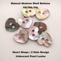 Boutons en coquille d'ormeau en forme de cœur en gros, boutons en coquille naturelle à l'éclat nacré pour chemises, robes, vestes, fournisseurs de vêtements