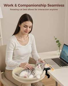 Sturdy Rotating <b>Large</b> Cat <b>Desk</b> Bed Perch with Removable Washable Fabric Cover - Product Image 2
