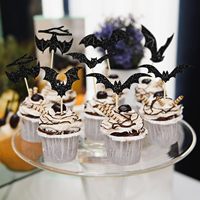 Fabrikpreis Schwarze Fledermaus Cupcake-Topper Halloween-Party-Dekoration Gruselige Kuchendekoration Fledermaus-Thema Geburtstagsdeko