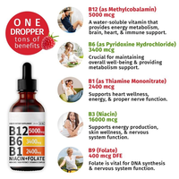 Gouttes buvables de vitamines B12 et B6 pour adultes, marque privée OEM, 60 ml, stimulant immunitaire, multivitamines, minéraux, supplément énergétique