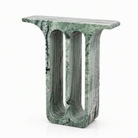Table console en marbre vert naturel pour salon, table d'entrée étroite à double arche, table de couloir en marbre en gros