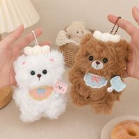 Porte-clés en peluche ours chef de dessin animé mignon, pendentif de sac à dos pour couple et meilleurs amis, petite poupée cadeau en gros