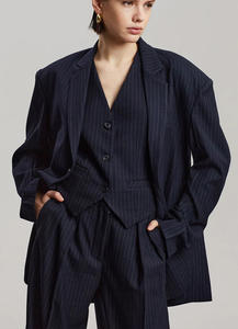 <span class=keywords><strong>Chaleco</strong></span> de traje a rayas azul marino a medida, <span class=keywords><strong>Chaleco</strong></span> Ajustado personalizado, botón de rayas diplomáticas, cierre frontal, <span class=keywords><strong>chaleco</strong></span> Formal con cinturón ajustable - Product Image 4