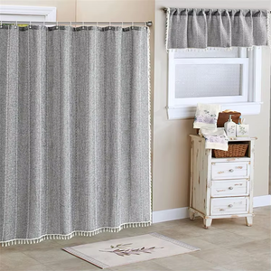 Gris Boho Glands Imperméable Lavable Heavy Duty Coton Lin Moderne Ferme Vintage Rideau <span class=keywords><strong>De</strong></span> Douche Bohème <span class=keywords><strong>Salle</strong></span> <span class=keywords><strong>De</strong></span> Bains Décor - Product Image 6