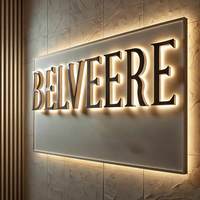 Enseigne LED rétroéclairée personnalisée en acier inoxydable, anti-corrosion, avec transformateur, pour la décoration murale extérieure des bureaux, supermarchés et centres commerciaux