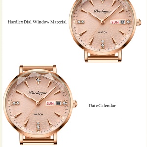 Reloj POEDAGAR para Mujer, Oro Rosa, Acero Inoxidable, Malla, Movimiento de Cuarzo Japonés, Simple, Resistente al Agua, Luminoso, Reloj de Señora - Product Image 5
