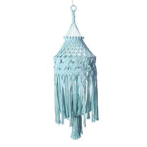Boho Macramé Pendentif Éclairage Tissé Tapisserie Abat-Jour Chambre Lampe coton corde frangée lustre - Product Image 6