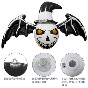 Decoraciones Inflables de Halloween con Calaveras y Murciélagos con Luces LED, Material de PVC, Estilo Europeo, Adornos para Patio y Jardín - Product Image 4