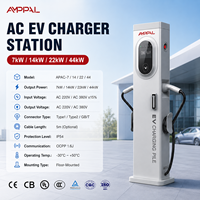 Chargeur de véhicule électrique domestique intelligent et durable AMPPAL 7KW 14KW 22KW 44KW AC380V avec interfaces Type1/Type2/GB/T
