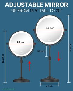20cm Diameter Framed Desktop Cordless 5X/7X/10X Dual Sided Touch Screen <b>Sensor</b> Makeup Vanity Cosmetic Magnifier Mirror <b>Lights</b> - Product Image 2