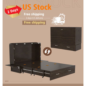 Cama Queen Hideaway Murphy con estación de carga Cajones de almacenamiento de nogal negro Muebles de habitación de invitados (colchón NO incluido) - Product Image 1