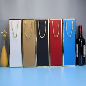 Kraft Paper Wine <b>Gift</b> <b>Bag</b> with Handles, Custom Logo Printed <b>Bottle</b> Paper <b>Bag</b> for Christmas Wine and Promotional Packaging - Product Image 2