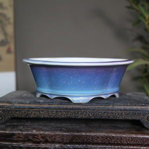 Maceta de cerámica para bonsái, arcilla morada, estilo clásico chino, forma de papaya, para plantas de interior - Product Image 1