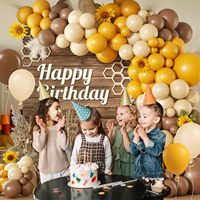 Kit d'arche de ballons jaune, marron, beige, tournesol et herbe de la pampa, kit de guirlande de ballons en latex rustique, décorations pour fête de baby shower