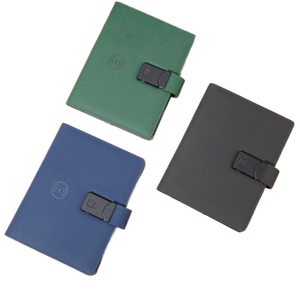 Chargement sans fil avec serrure à empreintes digitales pour ordinateur portable avec couverture en cuir Power Bank <span class=keywords><strong>A5</strong></span> Magnetic Style Loose-Leaf <span class=keywords><strong>Format</strong></span> - Product Image 1