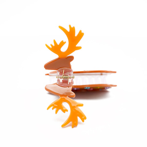Barrette à cheveux unisexe en acétate de cerf vibrante avec motif craquelé unique et décoration en strass de fleurs, forme d'animal mignonne, couleur personnalisable - Product Image 4