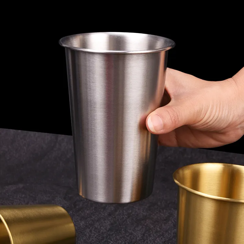 Gold Silver 600ml Drinkware Water Mug 350ml Beer Mug Metal 304 Stainless Steel Single Wall Wineglasses Coffee Wine Tumbler Cups