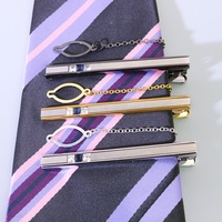 Pince à cravate de luxe en acier inoxydable avec chaîne de sécurité et incrustation de cristaux, élégante pour hommes d'affaires, bijoux de mariage