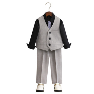 Vente en Gros Gentleman Costumes pour Enfants Garçons Printemps Automne Fleur Robe <span class=keywords><strong>de</strong></span> Mariée Bébé <span class=keywords><strong>Porteur</strong></span> d'Anneau Garçon Costume <span class=keywords><strong>Piano</strong></span> Performance Vêtements - Product Image 1