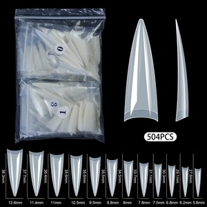 Pointes d'ongles ultra fines et souples à demi-couverture pour doigts, design pré-dessiné, en PVC, 500 pièces en sachet, pour salon professionnel de manucure - Product Image 2