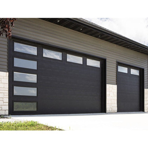 Comercial Black 12x7 2カーマニュアル防弾断面センサーガレージドアホームモダンハリケーン8x12 - Product Image 6