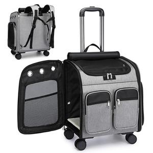 กระเป๋าเป้สะพายหลังสำหรับสัตว์เลี้ยงแบบมีล้อ  สองในหนึ่งเดียว  ระบายอากาศได้ดี  ถอดล้อได้  ได้รับการรับรองจากสายการบิน  สำหรับสุนัขและแมว - Product Image 1