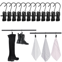 Crochets de blanchisserie de cintre de botte noir de haute qualité avec Clips porte-botte, pinces suspendues cintres multifonctionnels portables pince unique