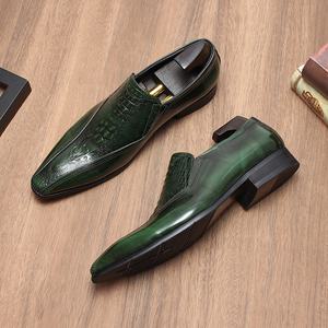 Zapatos Oxford de Cuero Casuales Estilo Británico para Hombre, con Cordones, Diseño Geométrico, Puntera Puntiaguda, Acabado Brillante, Diseño Moderno - Product Image 6