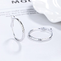Anting-anting Hoop Perak Sterling S925 Elegan, Potongan Berlian, Ukuran Besar, Mewah, Grosir untuk Wanita