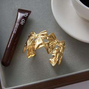 Fashion Cuff Bracelets Bowknot Gold Tone Women's <b>Gift</b> Jewelry Open Design - Product Image 3