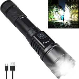 Super Bright Rechargeable <b>Flashlight</b> 2000mAh <b>LED</b> Outdoor Portable Long Range Multi Functional <b>Flashlight</b> With USB Cable - Product Image 1