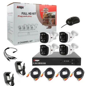 guangzhou factory Analog AHD full color 4ch camera kit 2MP DVR security CCTV system 1080p Surveillance camera camera