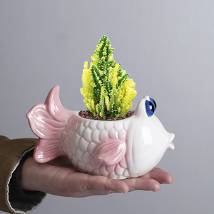Vaso <span class=keywords><strong>per</strong></span> Piante Succulente in Ceramica a Forma <span class=keywords><strong>di</strong></span> <span class=keywords><strong>Pesce</strong></span> Tropicale, Ornamento Carino <span class=keywords><strong>per</strong></span> Piante Grasse, Vendita all'Ingrosso - Product Image 3