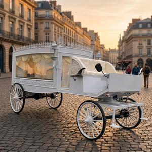 Cercueil électrique blanc sur mesure avec rideaux, charrette funéraire de luxe à vendre - Product Image 1