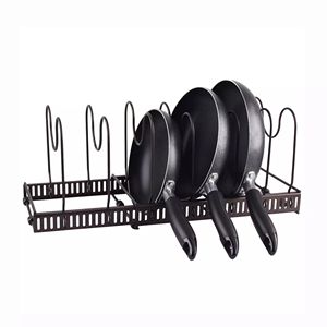 منظم تخزين للمطبخ ، حامل معدني, منظم تخزين للمطبخ ، متعدد الطبقات ، قابل للتعديل ، أوعية تلسكوبية ، غطاء ، رف مقالي - Product Image 1