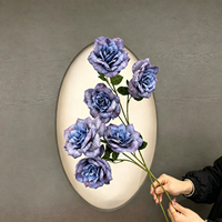 Décoration murale artificielle 3D imprimée pour mariage et extérieur, motif rose à 3 têtes, pour salles de réception et événements, commerce transfrontalier