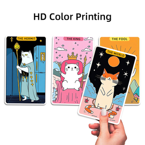 Jeu de cartes de tarot <span class=keywords><strong>Oracle</strong></span> avec chat de dessin animé, estampé à chaud, personnalisé, feuille d'argent, dorure or, impression sur papier, bords dorés - Product Image 3
