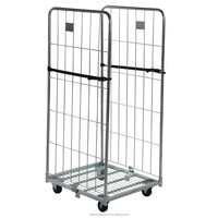 Contenedor Rodante Plegable y Apilable para Transporte Industrial en Almacenes, Jaula Logística Resistente