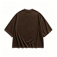 T-shirt personnalisé Kornit DTG marron délavé vintage pour homme, coupe oversize usée avec petit logo, service OEM sur mesure, directement de l'usine