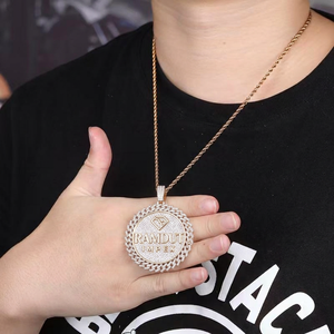 Collier Pendentif Cercle Personnalisé en Diamant Plaqué Or Certifié IGI, Style Hip Hop, pour Fête de Fiançailles, avec Strass, Bijou Cadeau - Product Image 5