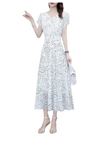 Nuovo Arrivo 2023: <span class=keywords><strong>Abito</strong></span> Lungo Estivo da Donna in Chiffon <span class=keywords><strong>Bianco</strong></span> con Stampa Floreale Tie-Dye, Stile Vintage e <span class=keywords><strong>Taglie</strong></span> Plus-Size - Product Image 5
