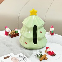 Boîte à mouchoirs en céramique imperméable en forme de sapin de Noël mignon et élégant, pièce décorative pour table basse de salon