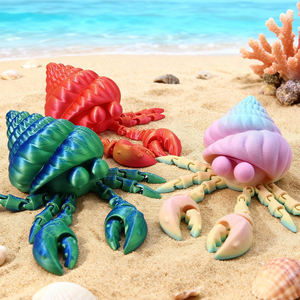 Vashine 3D-geprinte kleurrijke heremietkreeft grappige zeedieren kindercollectie speelgoed 3D-geprint flexibel kristal heremietkreeft speelgoed - Product Image 2