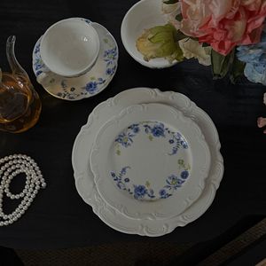 Plato de Cerámica con Flores de Encaje Retro Francés, Taza de Café Medieval para Té de la Tarde, Platillo, Accesorio para Comida Occidental - Product Image 2