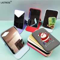 Haute Qualité Pliant Rectangle Pu Maquillage Miroir De Poche Logo Privé En Acier Inoxydable Pu En Cuir Miroir Debout Pour Les Femmes