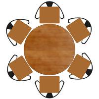 Table et chaises de restaurant style industriel en bois massif et fer forgé, idéales pour café, restaurant, et tables rondes commerciales pour hot pot.